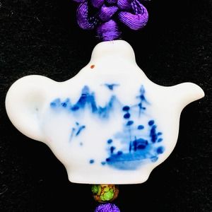 Vintage Chinese porcelain teapot ornament Asian Holiday Decoration